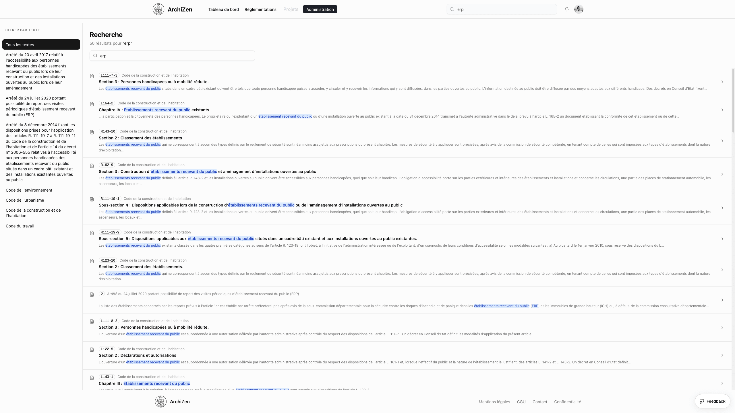 Accédez à l'ensemble des textes réglementaires
